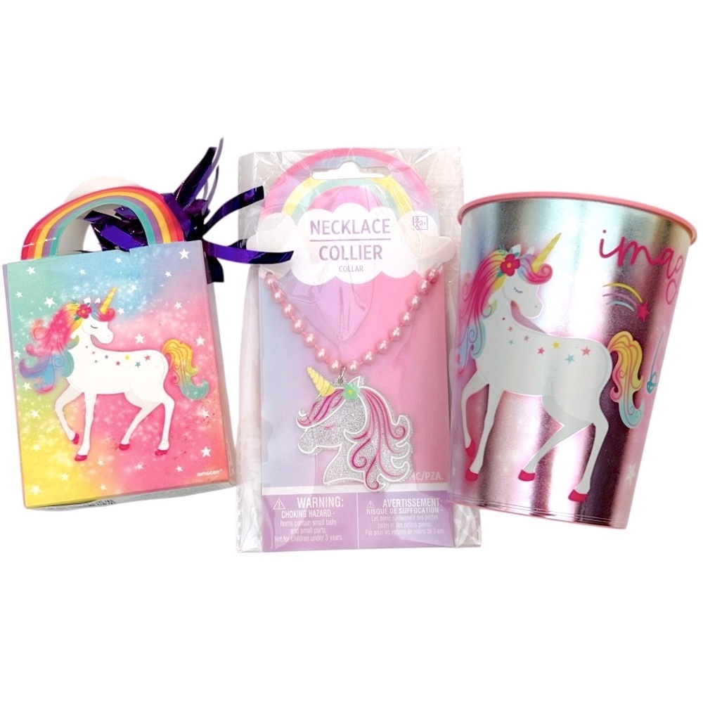 ✅ 5 for $25 - Unicorn Three-Piece Party Set: Balloon Weight, Necklace, Cup